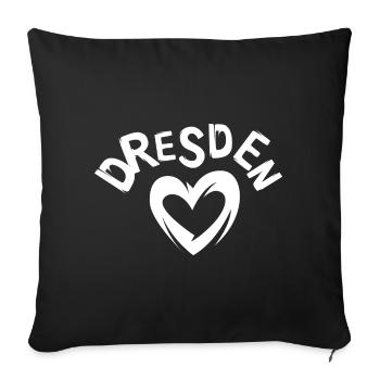 Berlin Liebe - Symbolherz für Dresdner - Sofakissenbezug 45 x 45 cm - Schwarz - Vorne