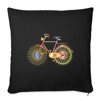 Colourfully decorated bicycle – creative & extraordinary - Sofa pillowcase 17,3'' x 17,3'' (45 x 45 cm) - black - Front