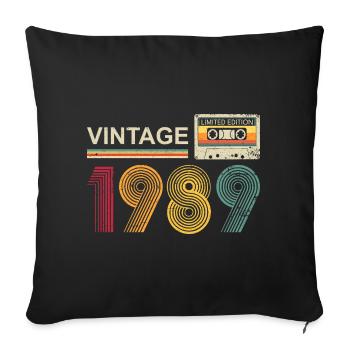 Vintage 1980s Cassette Tape Design - Sofa pillowcase 17,3'' x 17,3'' (45 x 45 cm) - black - Front