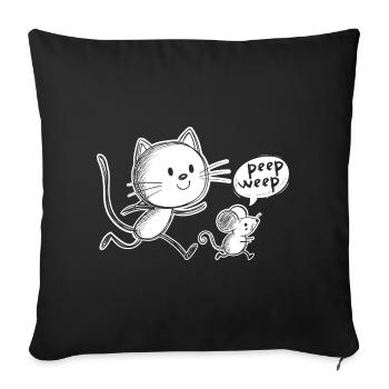 Cat and Mouse - Sofa pillowcase 17,3'' x 17,3'' (45 x 45 cm) - black - Front
