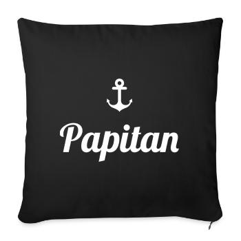 Papitän Funny Pun Capitaine Papa Ancre - Housse de coussin décorative 45 x 45 cm - noir - Devant
