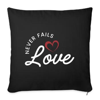 ❤️L’amour ne manque jamais - 1 Corinthiens 13:8 - Housse de coussin décorative 45 x 45 cm - noir - Devant