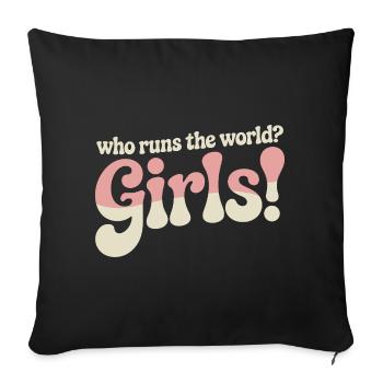 Les femmes : le pouvoir qui dirige le monde, les filles, les filles : la fille - Housse de coussin décorative 45 x 45 cm - noir - Devant