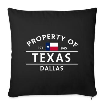 Motif Texas Dallas avec drapeau - Housse de coussin décorative 45 x 45 cm - noir - Devant