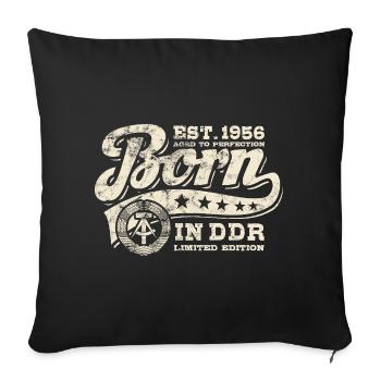 Born in GDR 1956 - Birthday - Ossi Gift - Sofa pillowcase 17,3'' x 17,3'' (45 x 45 cm) - black - Front