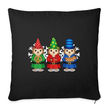 Hérisson Joyeux Noël Glacière de Noël - Housse de coussin décorative 45 x 45 cm - noir - Devant