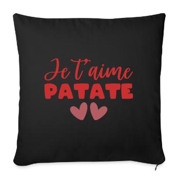 Je t'aime Patate Saint Valentin Homme Femme Couple - Housse de coussin décorative 45 x 45 cm - noir - Devant
