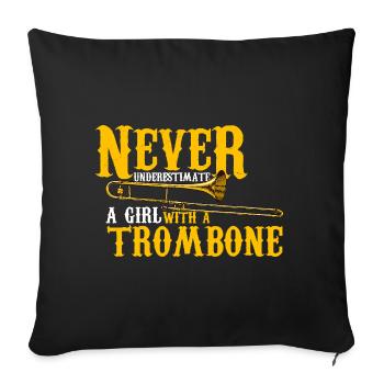 Ne comprend jamais : Trombone Girl - Housse de coussin décorative 45 x 45 cm - noir - Devant