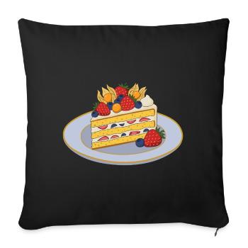 Tranche de gâteau fruitée avec baies - Housse de coussin décorative 45 x 45 cm - noir - Devant