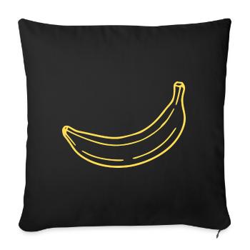Banane jaune cadeau minimaliste - Housse de coussin décorative 45 x 45 cm - noir - Devant