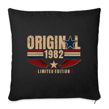 Cadeau d’anniversaire 44 Millésime original 1982 - Housse de coussin décorative 45 x 45 cm - noir - Devant