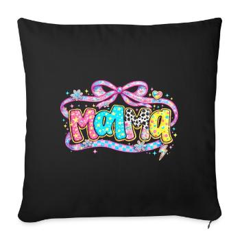 Cadeau Maman : Visuel Mama Rétro et Paillettes - Housse de coussin décorative 45 x 45 cm - noir - Devant