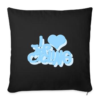 I_love_Cycling_babyblau - Sofa pillowcase 17,3'' x 17,3'' (45 x 45 cm) - black - Front