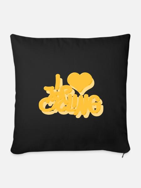 I_love_Cycling_gelb - Sofakissenbezug 45 x 45 cm - Schwarz