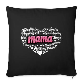 Design cadeau de la fête des mères en cœur pailleté rose maman - Housse de coussin décorative 45 x 45 cm - noir - Devant