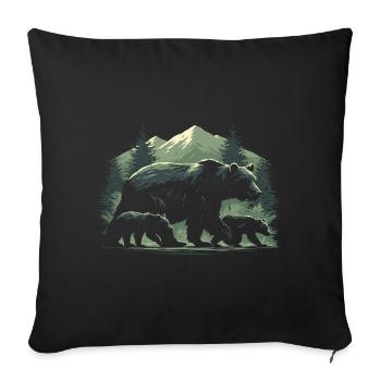 Bear Trail in Pine Dawn - Sofakissenbezug 45 x 45 cm - Schwarz - Vorne