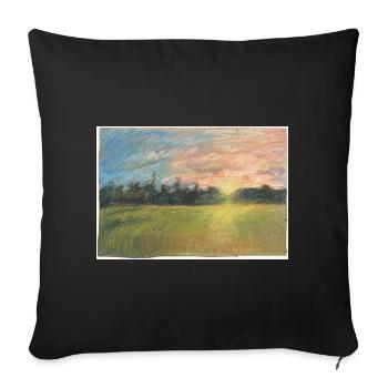 Prairie au coucher du soleil - Housse de coussin décorative 45 x 45 cm - noir - Devant