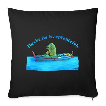 Brochet dans l’étang à carpes - Housse de coussin décorative 45 x 45 cm - noir - Devant
