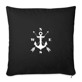 Anchor Compass Emblem Nautical Design - Sofa pillowcase 17,3'' x 17,3'' (45 x 45 cm) - black - Front