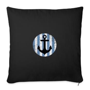 Anchor in striped sky - Sofa pillowcase 17,3'' x 17,3'' (45 x 45 cm) - black - Front