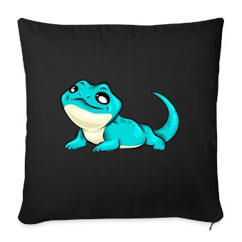 Lézard doux cadeau bleu turquoise - Housse de coussin décorative 45 x 45 cm - noir - Devant