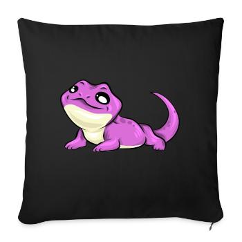 Cadeau rose doux lézard rose doux - Housse de coussin décorative 45 x 45 cm - noir - Devant
