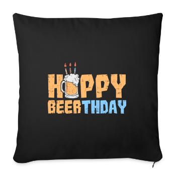 Joyeux anniversaire amoureux de bière - Housse de coussin décorative 45 x 45 cm - noir - Devant