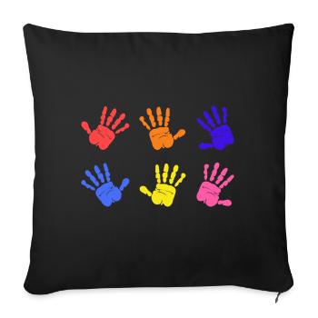 Empreintes de mains sur l’autisme - Housse de coussin décorative 45 x 45 cm - noir - Devant