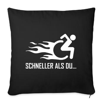 Behinderung Rolli Rollstuhl Handicap Humor - Sofakissenbezug 45 x 45 cm - Schwarz - Vorne