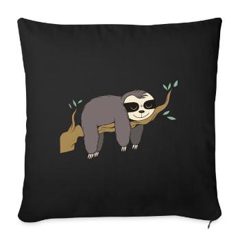 Sloth is lazy on the tree Funny picture - Sofa pillowcase 17,3'' x 17,3'' (45 x 45 cm) - black - Front