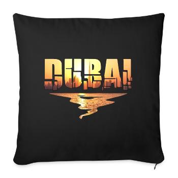 Dubai Skyline T-shirt coucher de soleil Burj Khalifa - Housse de coussin décorative 45 x 45 cm - noir - Devant