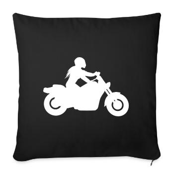 Motorcyclist Chopper Custombike Cruiser Woman - Sofa pillowcase 17,3'' x 17,3'' (45 x 45 cm) - black - Front
