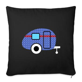 Caravan Strickmuster Wohnwagen Camping Winter - Sofakissenbezug 45 x 45 cm - Schwarz - Vorne