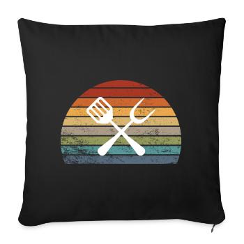 Grill BBQ Grill Master Chef Gift - Sofa pillowcase 17,3'' x 17,3'' (45 x 45 cm) - black - Front