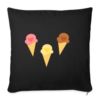 Eis Herz Eiscreme Erdbeereis Vanilleeis Schokoeis - Sofakissenbezug 45 x 45 cm - Schwarz - Vorne