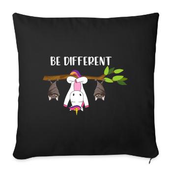 Be Different Einhorn mit Fledermäusen - Sofakissenbezug 45 x 45 cm - Schwarz - Vorne