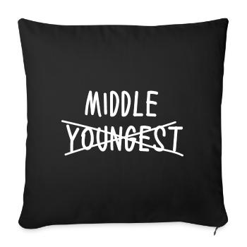 Nouveau bébé frère ou sœur du milieu drôle - Housse de coussin décorative 45 x 45 cm - noir - Devant