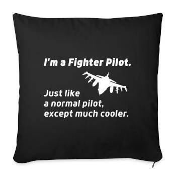 pilote de chasse de Fighter Jet Citation amusante - Housse de coussin décorative 45 x 45 cm - noir - Devant