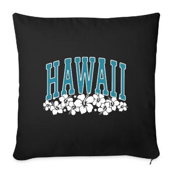 HAWAII - Hibiscus - Surfeur - Été - Housse de coussin décorative 45 x 45 cm - noir - Devant