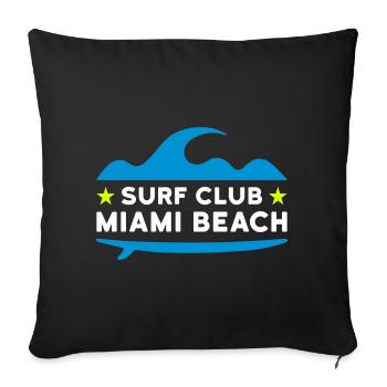 Surf club, Miami beach (vague, étoiles, planche de surf) - Housse de coussin décorative 45 x 45 cm - noir - Devant