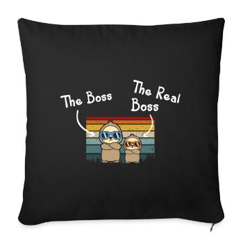 The Boss The Real Boss Papa Sohn Partnerlook - Sofakissenbezug 45 x 45 cm - Schwarz - Vorne