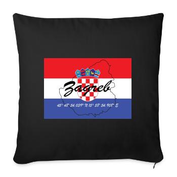 Zagreb - Hauptstadt mit GPS & Flagge - Sofakissenbezug 45 x 45 cm - Schwarz - Vorne
