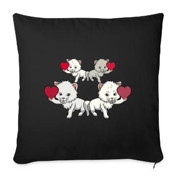 Chats Salutations d’anniversaire Félicitations Chats Miaou - Housse de coussin décorative 45 x 45 cm - noir - Devant