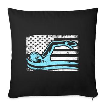 Nageur patriote - Housse de coussin décorative 45 x 45 cm - noir - Devant