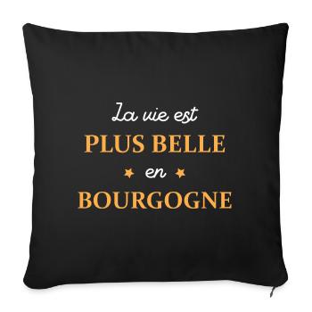 La vie est plus belle en Bourgogne - Housse de coussin décorative 45 x 45 cm - noir - Devant