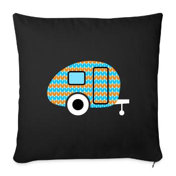 Caravan Knit Stripes Winter Pattern Camping Fan - Sofa pillowcase 17,3'' x 17,3'' (45 x 45 cm) - black - Front