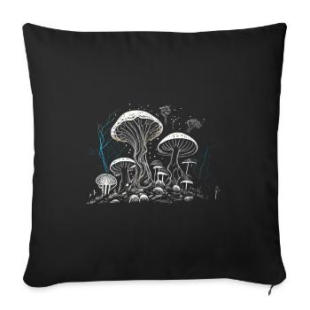 Cool Mushroom Artwork - Sketch with blue nudes - Sofa pillowcase 17,3'' x 17,3'' (45 x 45 cm) - black - Front