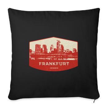 Badge rouge de la Skyline de Francfort - Housse de coussin décorative 45 x 45 cm - noir - Devant