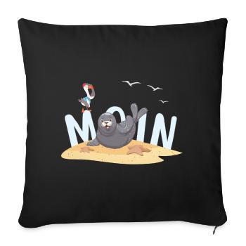 Moin Seal Seagull Beach - Sofa pillowcase 17,3'' x 17,3'' (45 x 45 cm) - black - Front