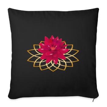 bright red lotus flower with flower ornament - Sofa pillowcase 17,3'' x 17,3'' (45 x 45 cm) - black - Front
